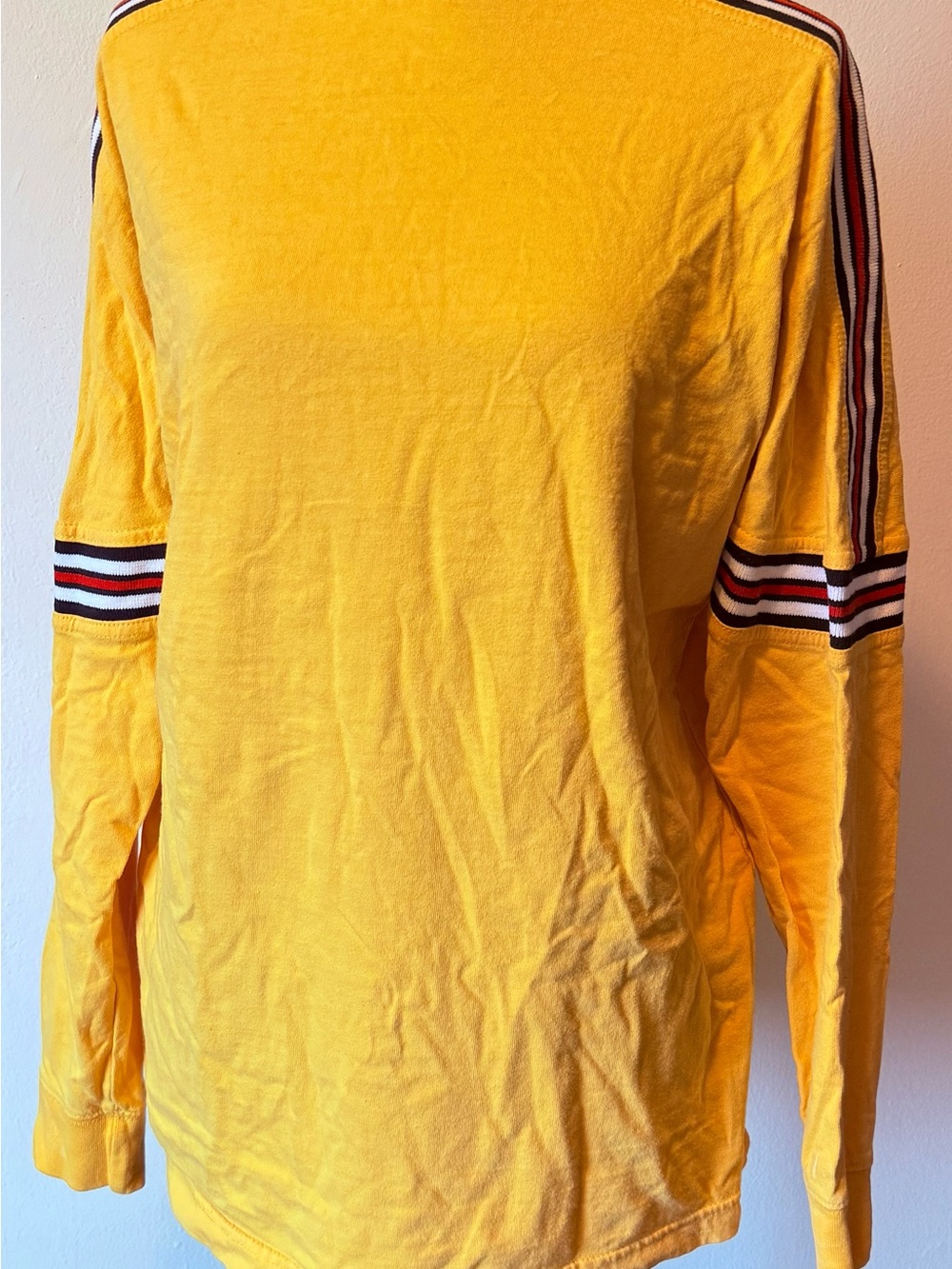Urban Outfitters Long Sleeve Shirt Yellow Deck Black Stripes Large